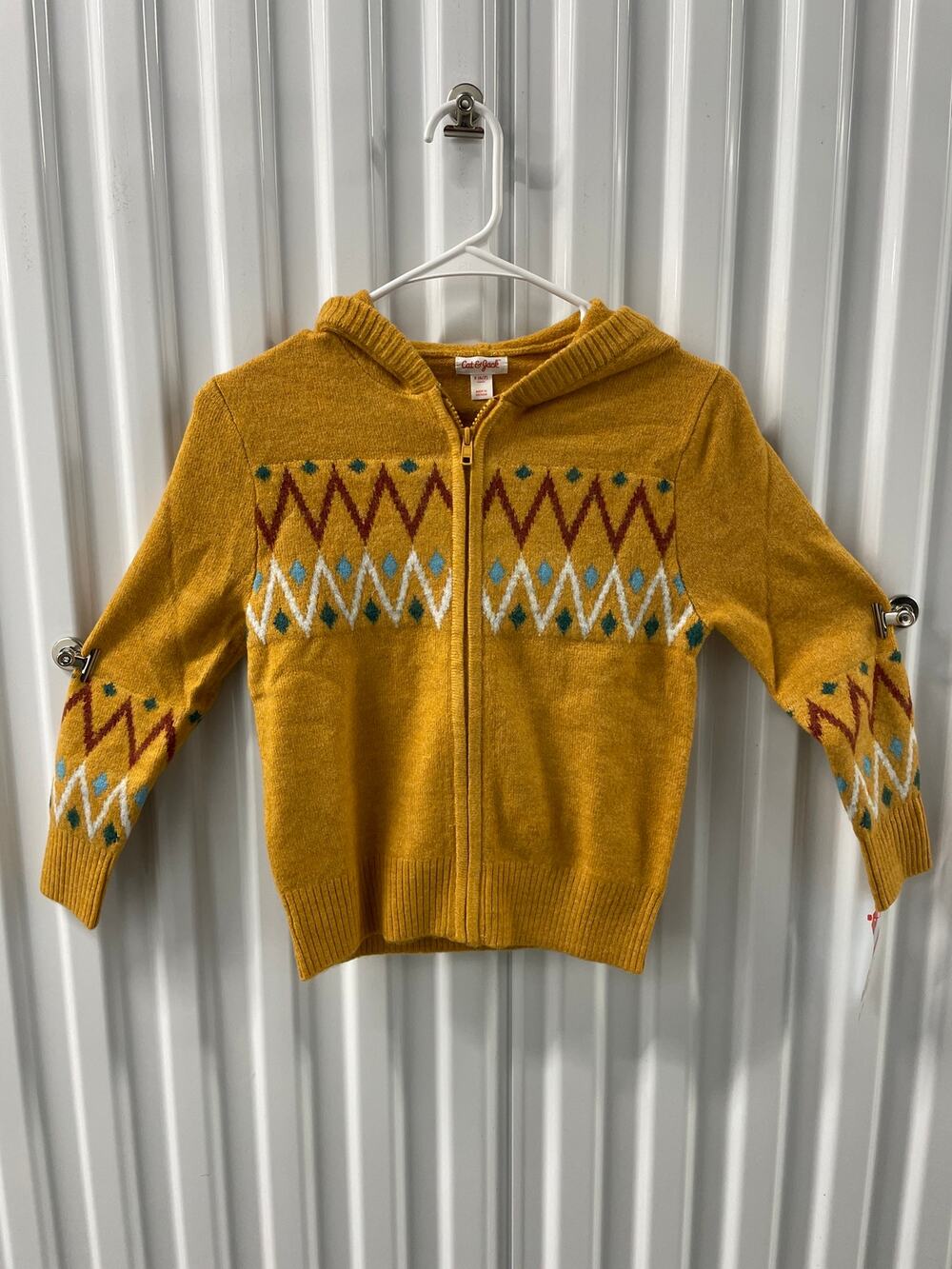 Cat&Jack  Zippered Hooded Cardigan Color Yellow/5YGW6 Made in Vietnam Sz S(6-7)